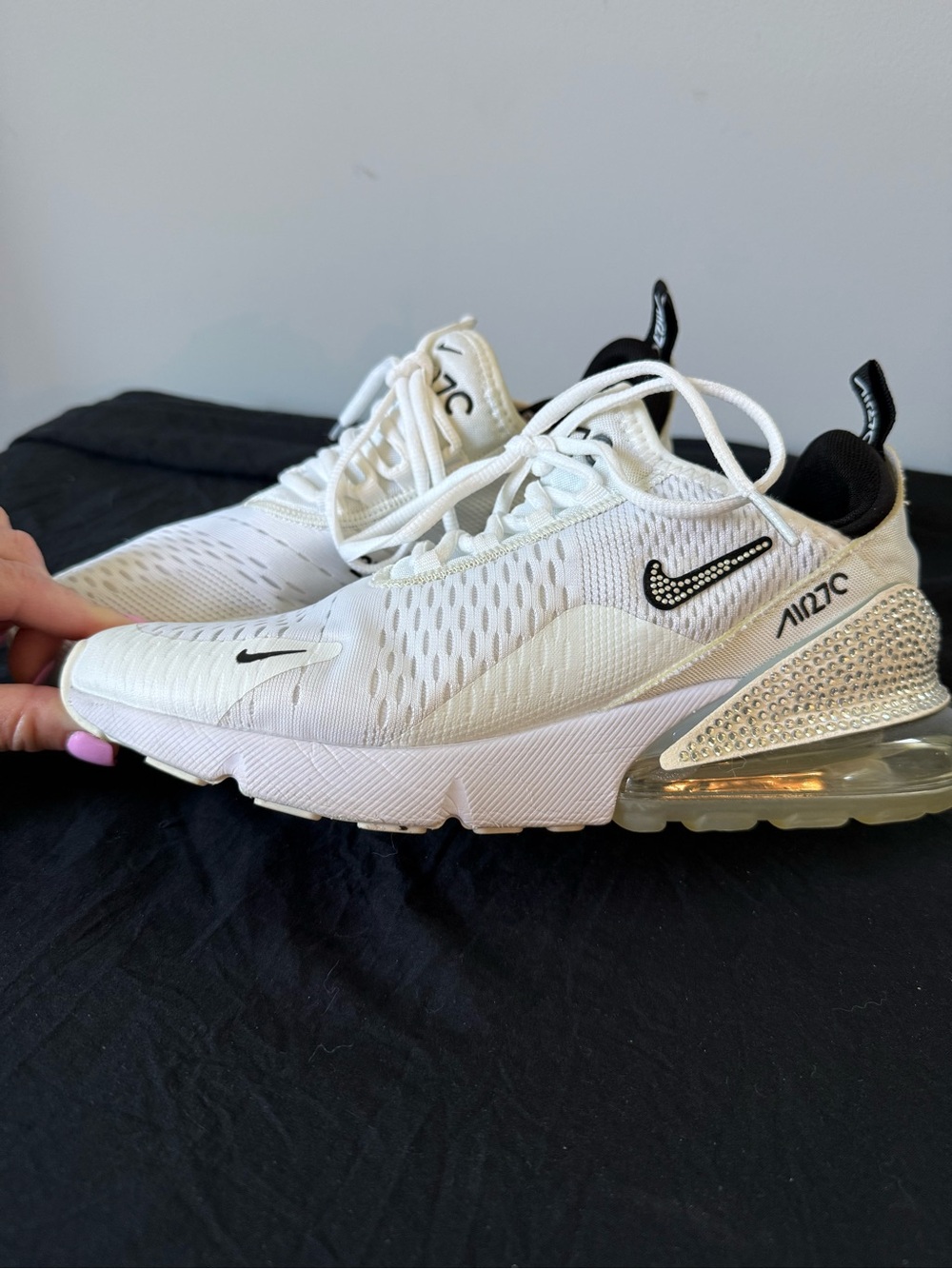 Nike Air Max 270 Sneakers Customized with Rhinestones Women’s Size 9.5